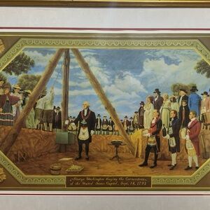 Framed Historical Artwork with Gold Frame